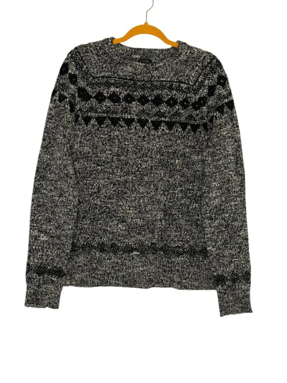 J Crew Wool Blend Crewneck Sweater Geometric Mens Gray Black M